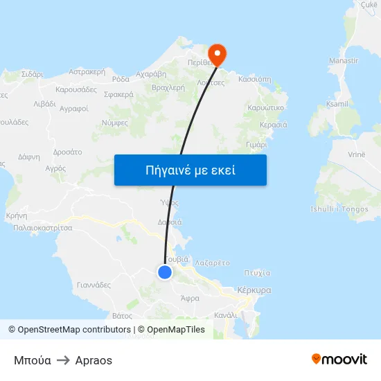 Μπούα to Apraos map