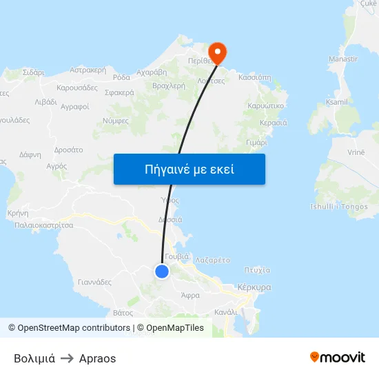 Βολιμιά to Apraos map