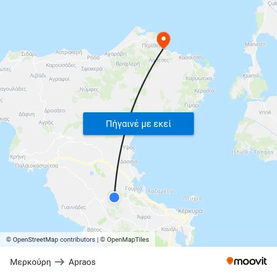 Μερκούρη to Apraos map