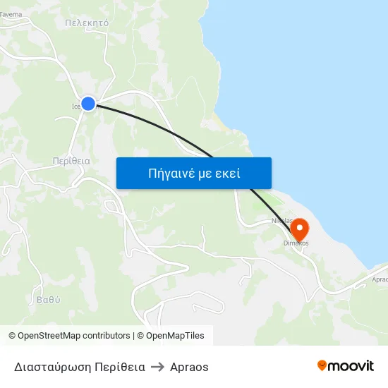 Διασταύρωση Περίθεια to Apraos map