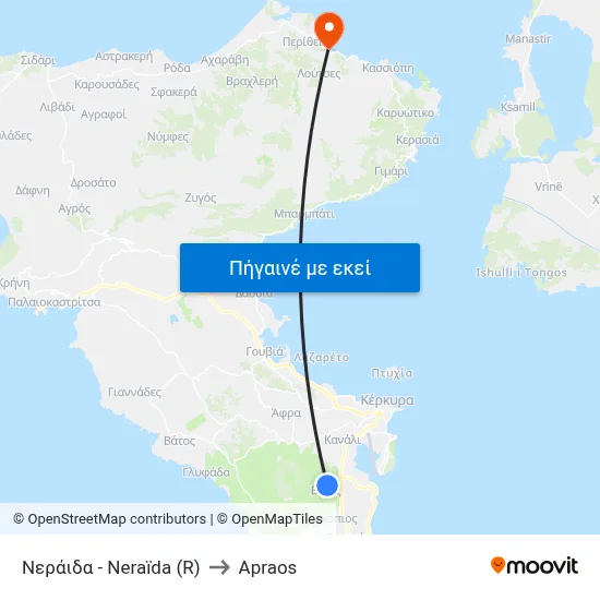 Νεράιδα - Neraïda (R) to Apraos map