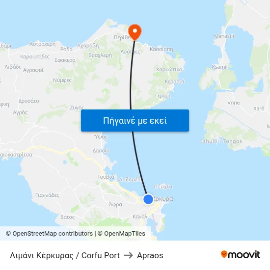 Λιμάνι Κέρκυρας / Corfu Port to Apraos map