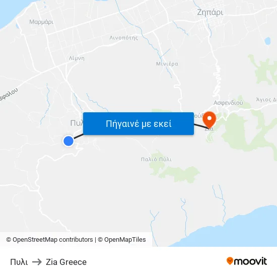 Πυλι to Zia Greece map