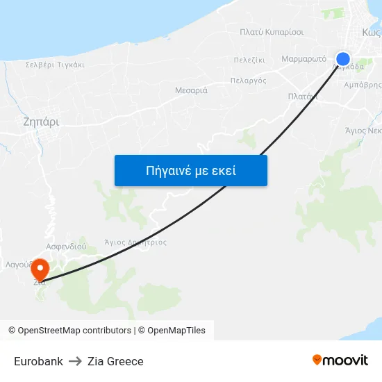 Eurobank to Zia Greece map