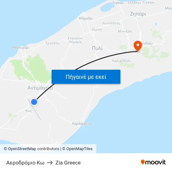 Αεροδρόμιο Κω to Zia Greece map