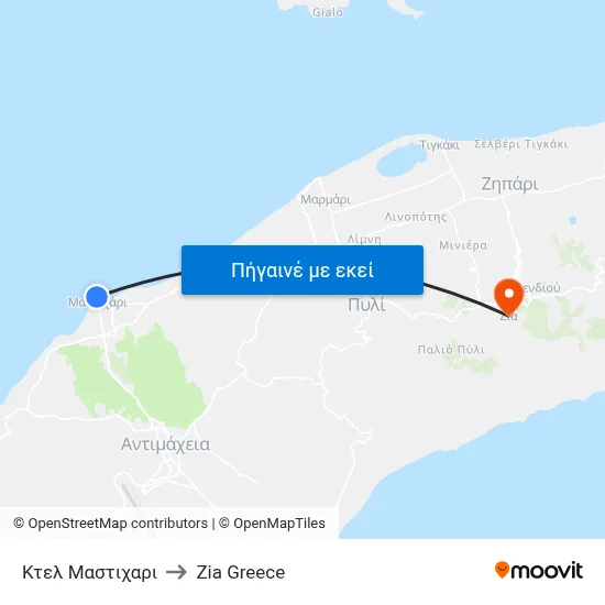 Κτελ Μαστιχαρι to Zia Greece map