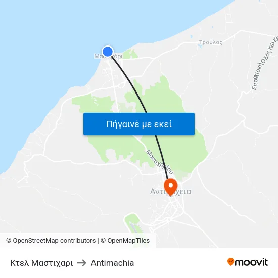 Κτελ Μαστιχαρι to Antimachia map