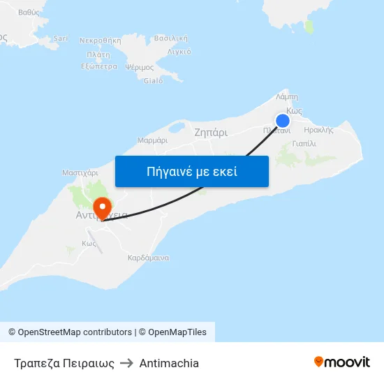 Τραπεζα Πειραιως to Antimachia map