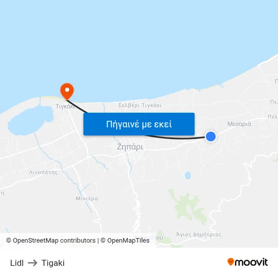Lidl to Tigaki map