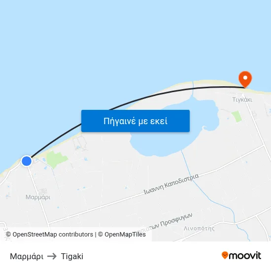 Μαρμάρι to Tigaki map