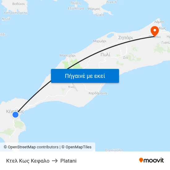 Κτελ Κως Κεφαλο to Platani map