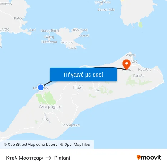 Κτελ Μαστιχαρι to Platani map