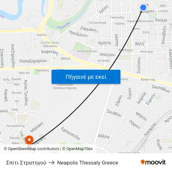 Σπίτι Στρατηγού to Neapolis Thessaly Greece map