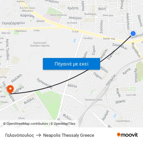 Γαλανόπουλος to Neapolis Thessaly Greece map