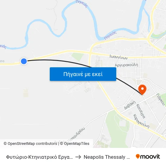 Φυτώριο-Κτηνιατρικό Εργαστήριο to Neapolis Thessaly Greece map