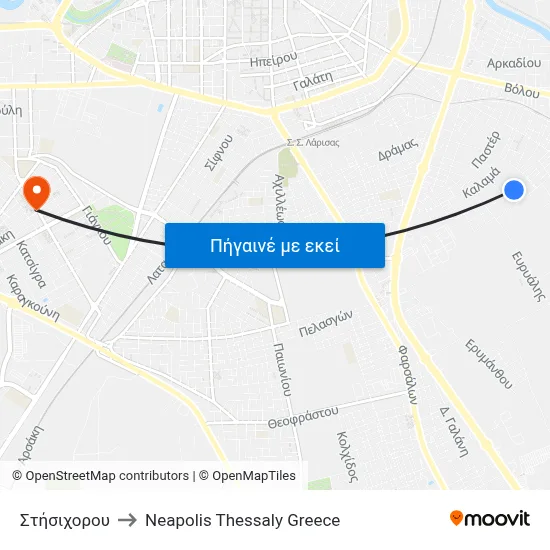 Στήσιχορου to Neapolis Thessaly Greece map