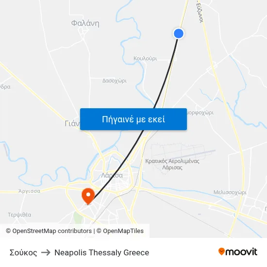 Σούκος to Neapolis Thessaly Greece map