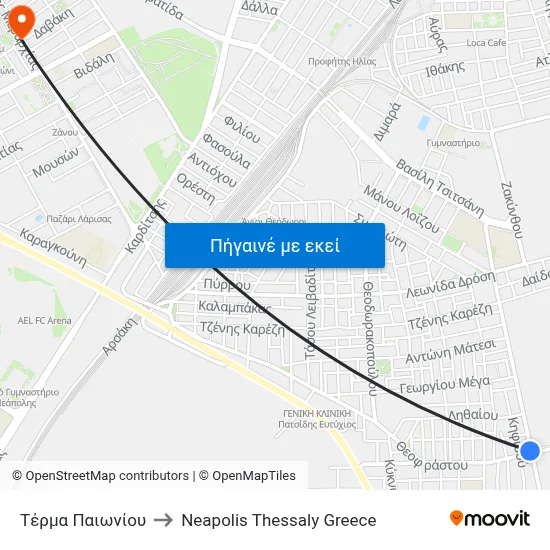 Τέρμα Παιωνίου to Neapolis Thessaly Greece map