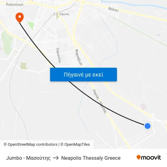 Jumbo - Μασούτης to Neapolis Thessaly Greece map