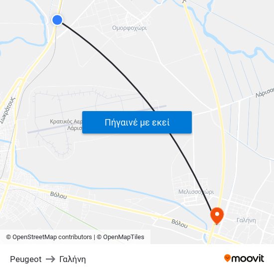 Peugeot to Γαλήνη map