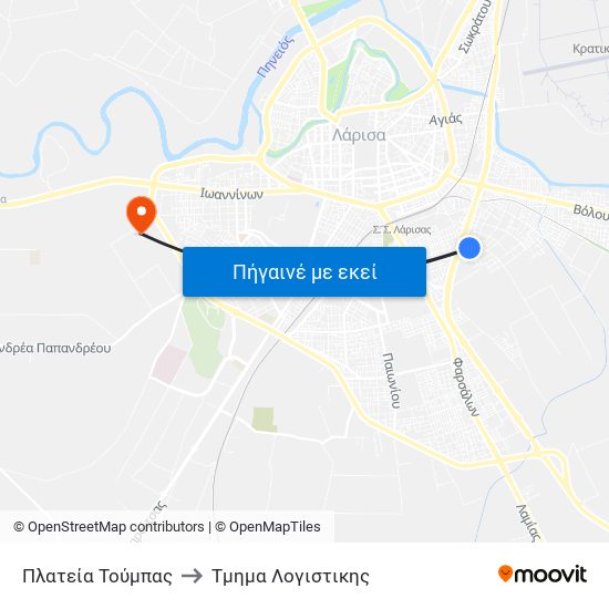 Πλατεία Τούμπας to Τμημα Λογιστικης map