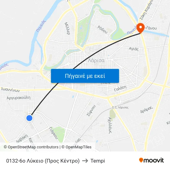 0132-6ο Λύκειο (Προς Κέντρο) to Tempi map