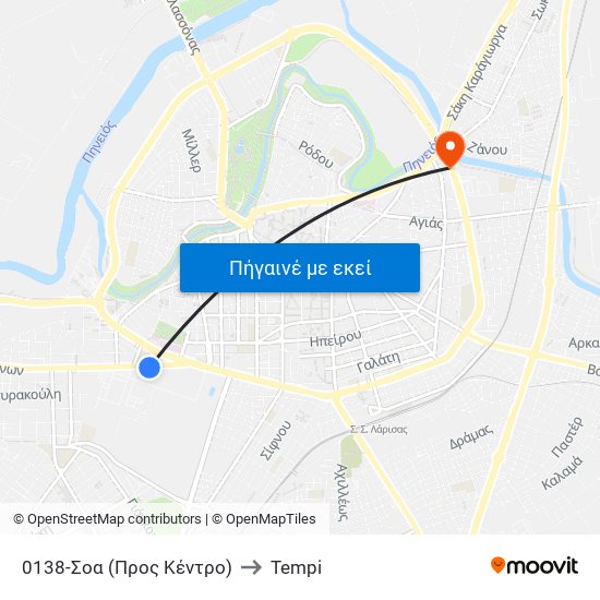 0138-Σοα (Προς Κέντρο) to Tempi map