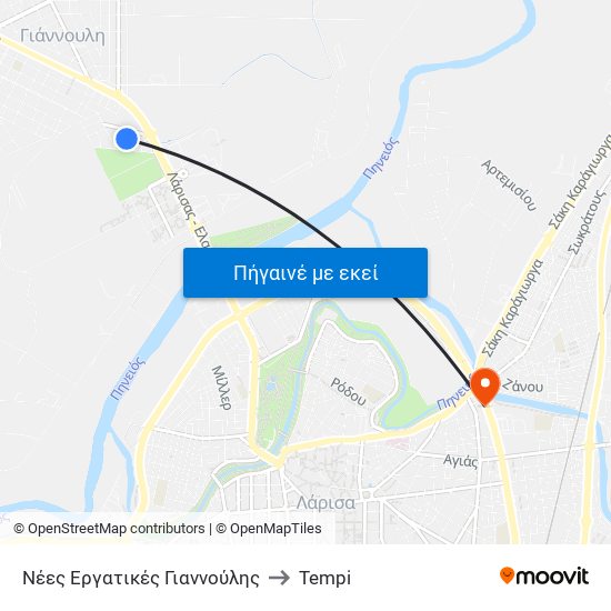 Νέες Εργατικές Γιαννούλης to Tempi map