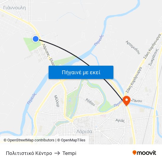 Πολιτιστικό Κέντρο to Tempi map