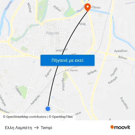 Ελλη Λαμπέτη to Tempi map