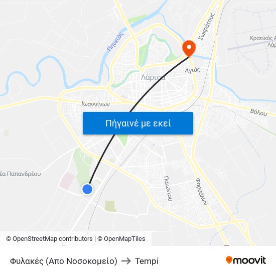 Φυλακές (Απο Νοσοκομείο) to Tempi map