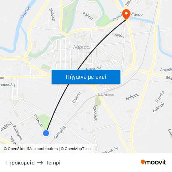 Γηροκομείο to Tempi map