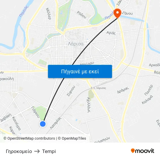 Γηροκομείο to Tempi map