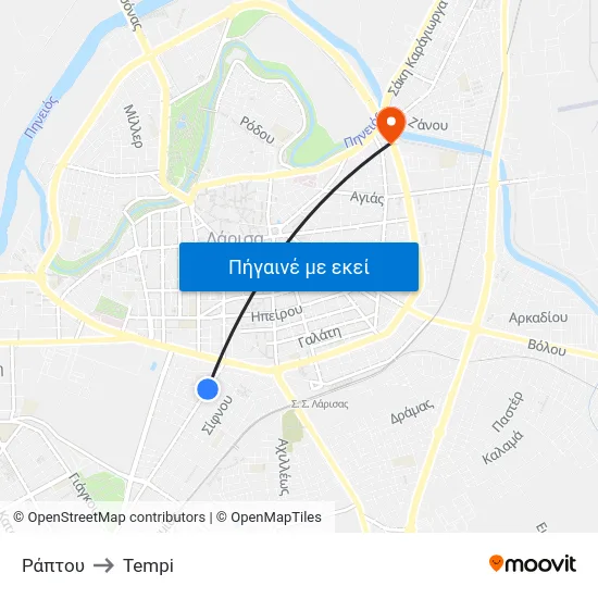 Ράπτου to Tempi map