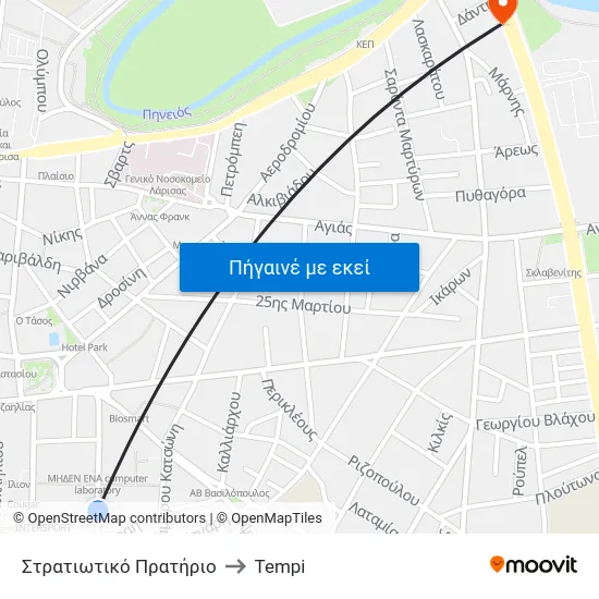Στρατιωτικό Πρατήριο to Tempi map