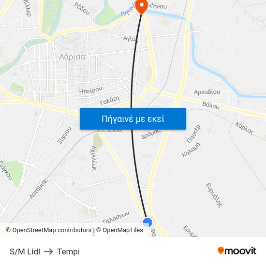 S/M Lidl to Tempi map