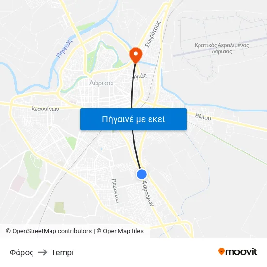 Φάρος to Tempi map