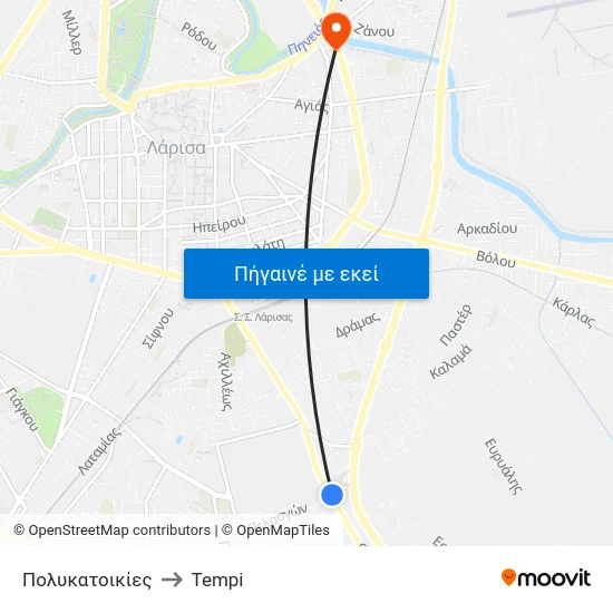 Πολυκατοικίες to Tempi map