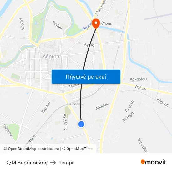 Σ/Μ Βερόπουλος to Tempi map