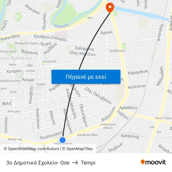 3ο Δημοτικό Σχολείο- Οσε to Tempi map