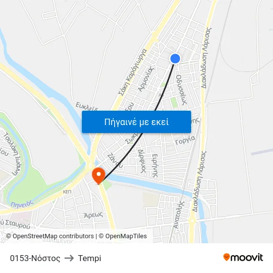 0153-Νόστος to Tempi map
