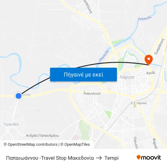 Παπαιωάννου -Travel Stop Μακεδονία to Tempi map