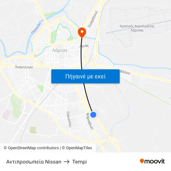 Αντιπροσωπεία Nissan to Tempi map