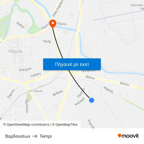 Βαρδουσίων to Tempi map