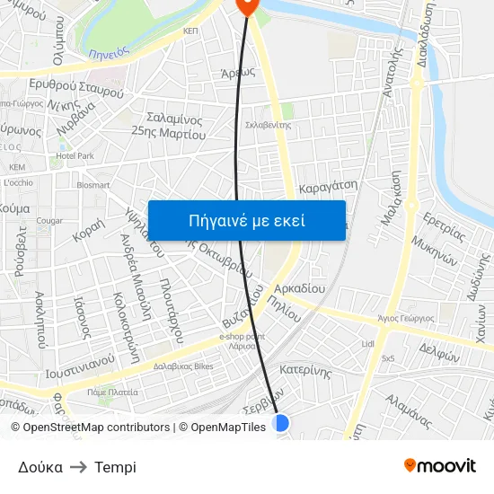 Δούκα to Tempi map