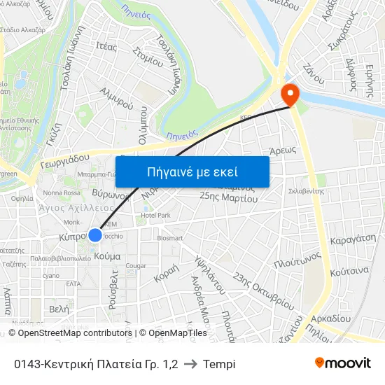 0143-Κεντρική Πλατεία Γρ. 1,2 to Tempi map