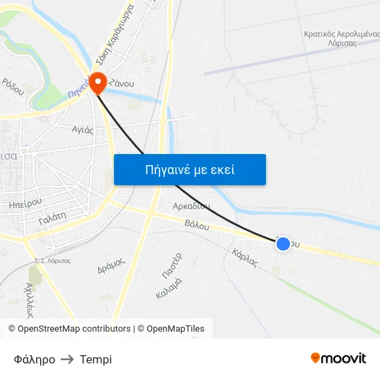 Φάληρο to Tempi map