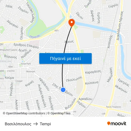 Βασιλόπουλος to Tempi map