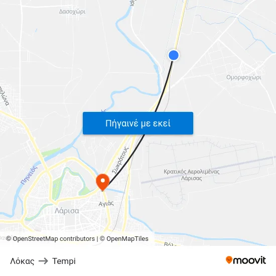 Λόκας to Tempi map