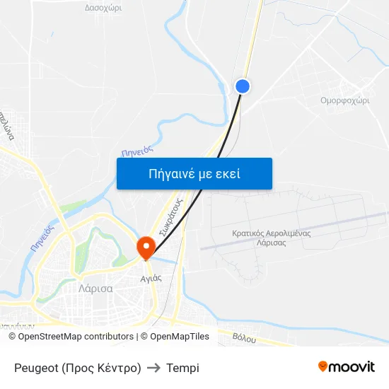 Peugeot (Προς Κέντρο) to Tempi map